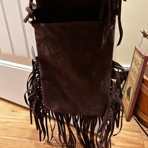NWT Fringed Brown Suede Crossbody Bag